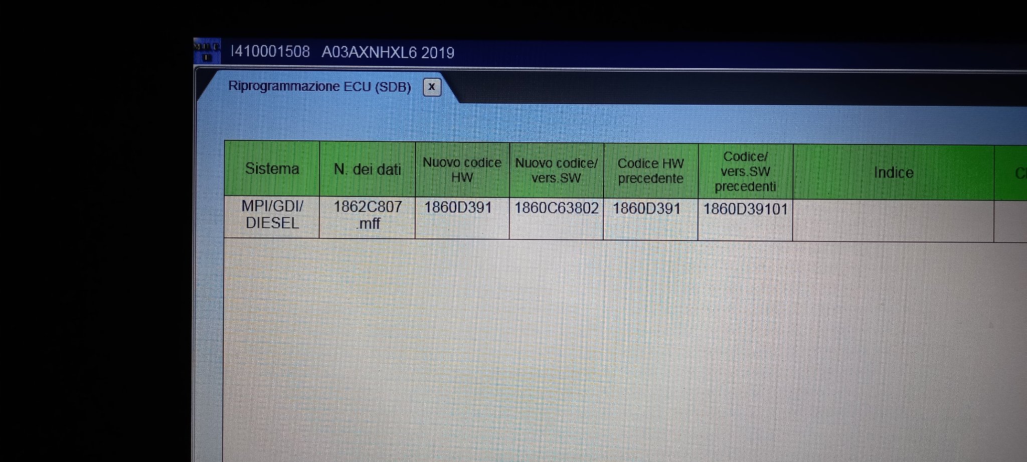 Actual ECU setting (on the right, OEM setting)